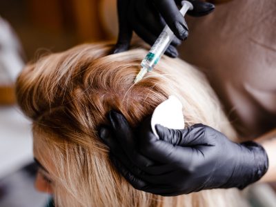 Strengthening hair with injections in a beauty salon Strengthening hair with injections in a beauty salon